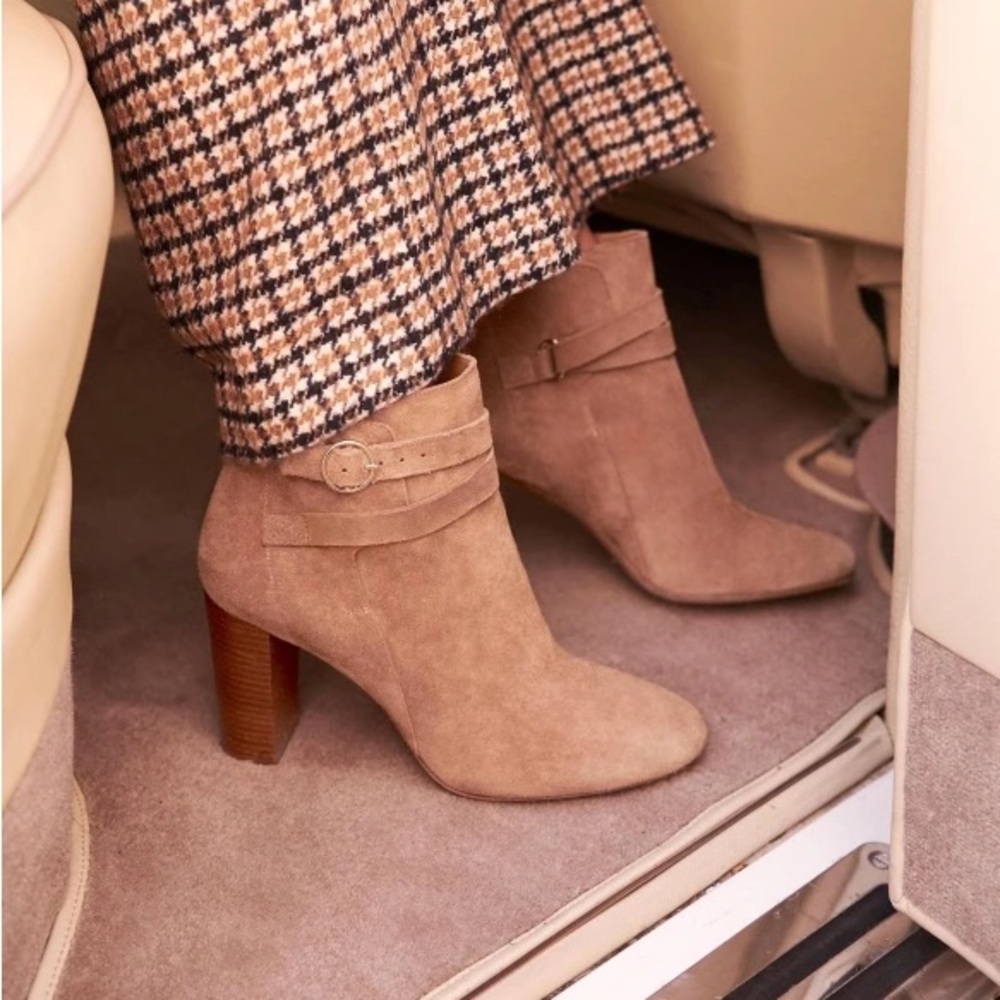 Sezane High Jonas Boot Tan Suede Heeled Booties